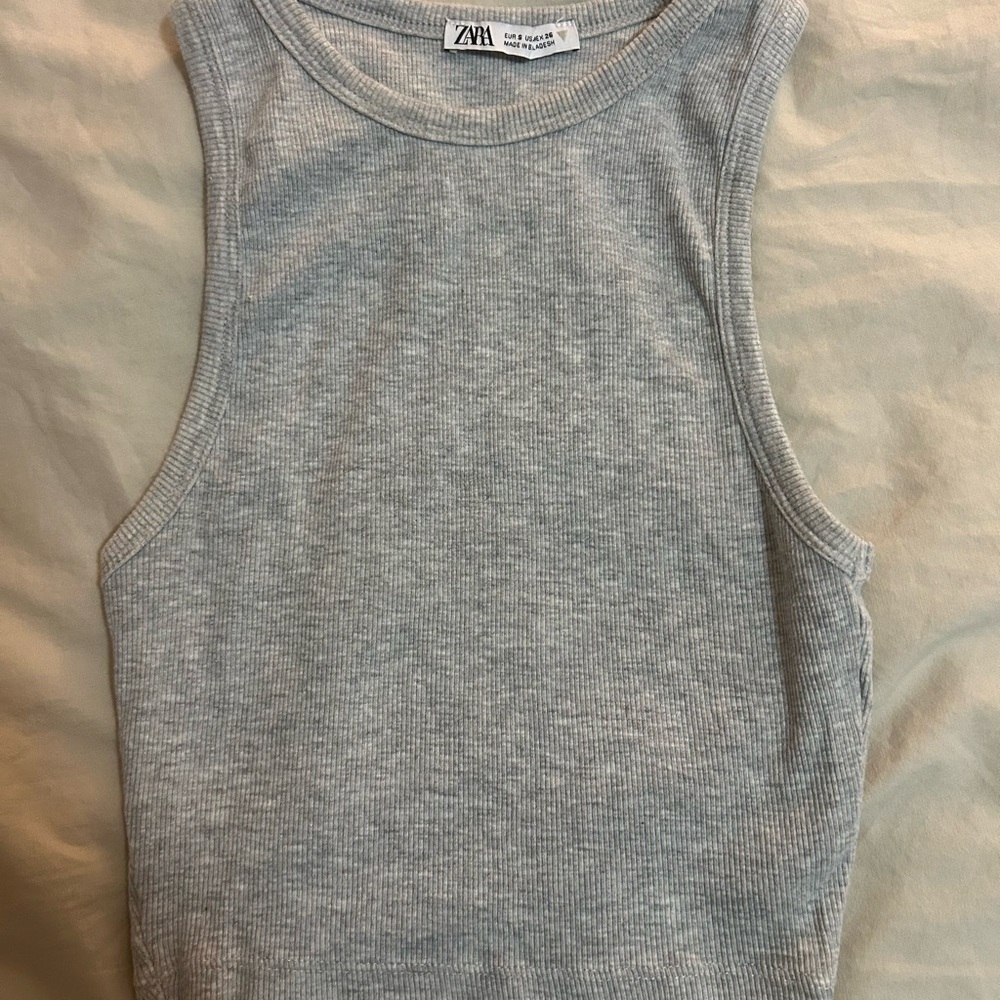 Zara Light Gray Ribbed Top